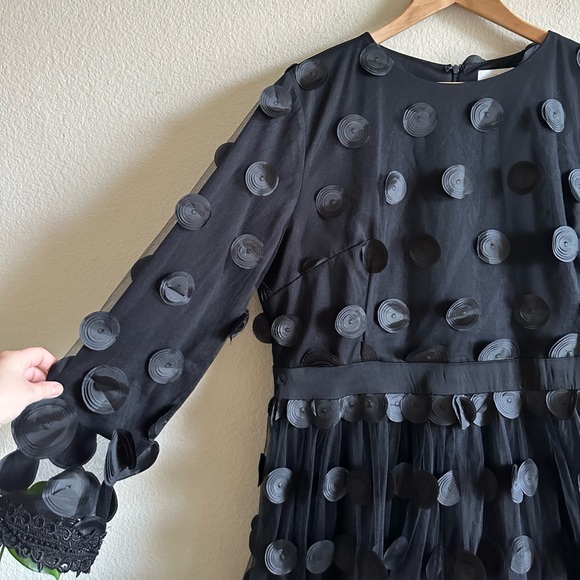 Dainty Jewells Black Polka Dot Applique Midi Dress - Picture 3 of 15